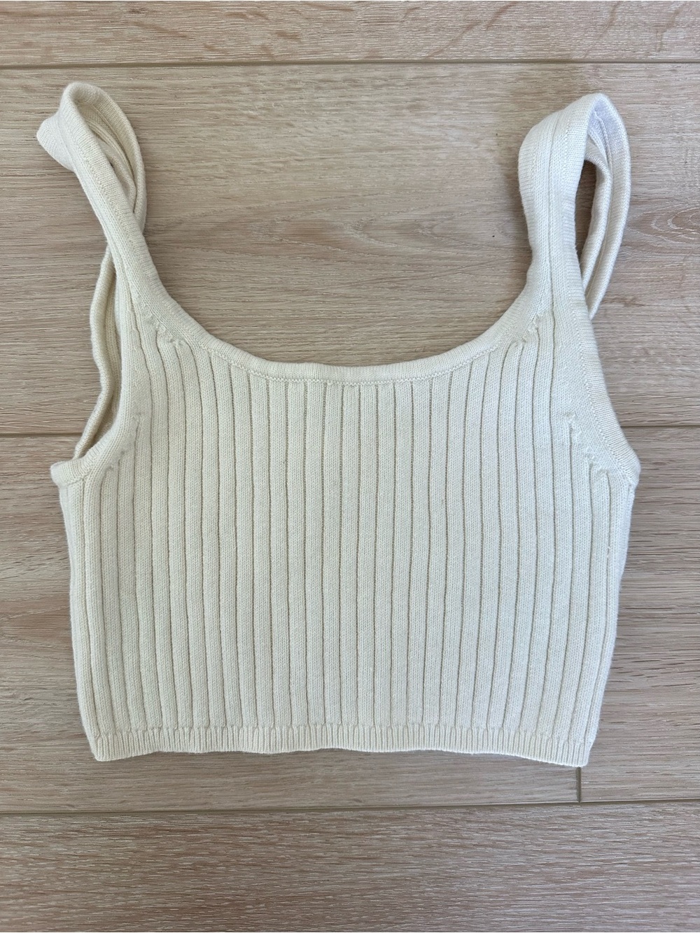 Aritzia Babaton Cropped Knit Tank Top in Birch
